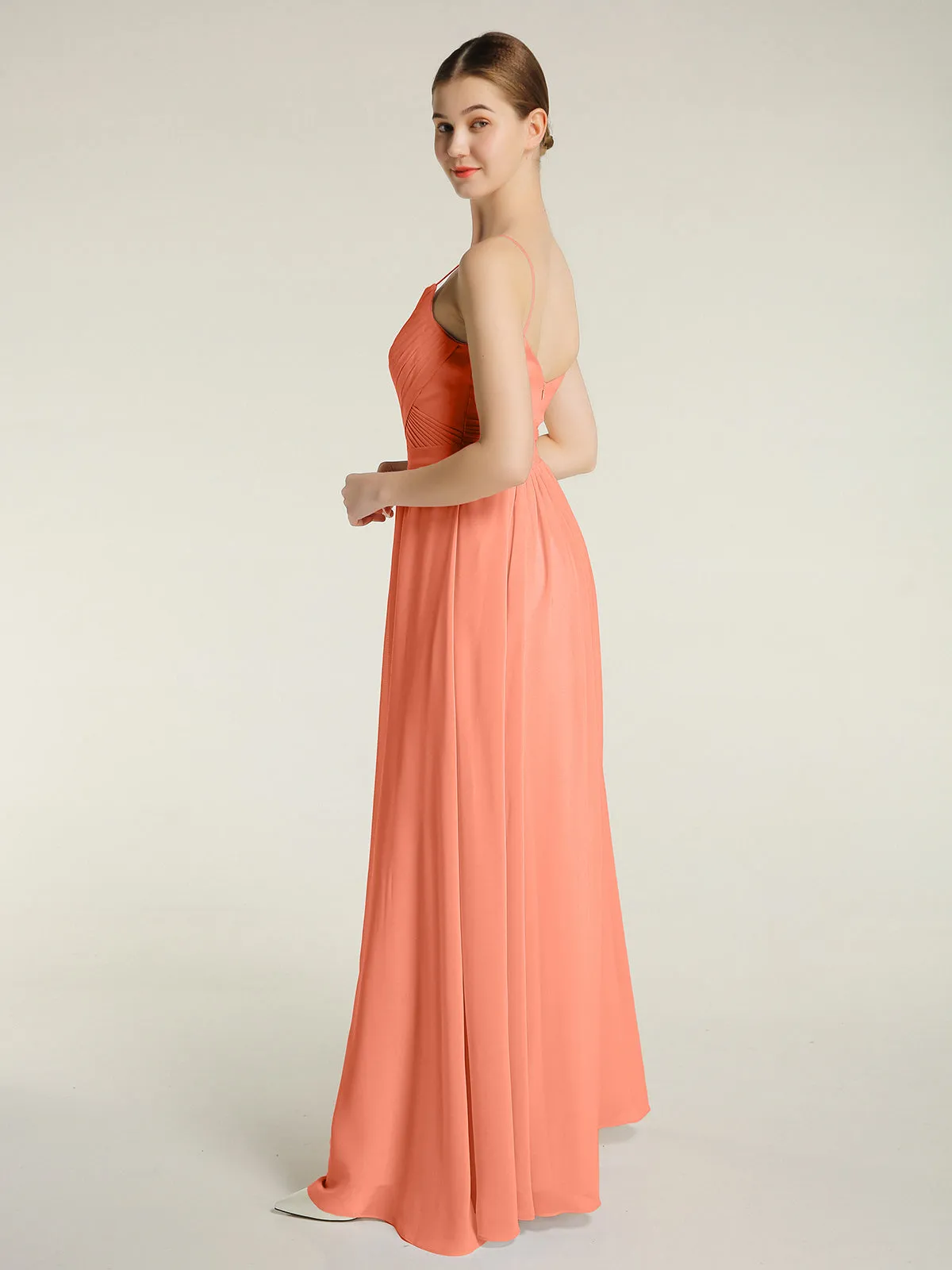 Cross Pleated Bodice Spaghetti Strap Dresses Sunset Plus Size