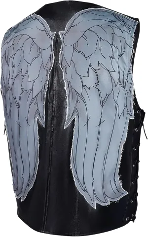 Daryl Dixon Vest Angel Wings Vest Jacket PU Leather Cosplay Costume