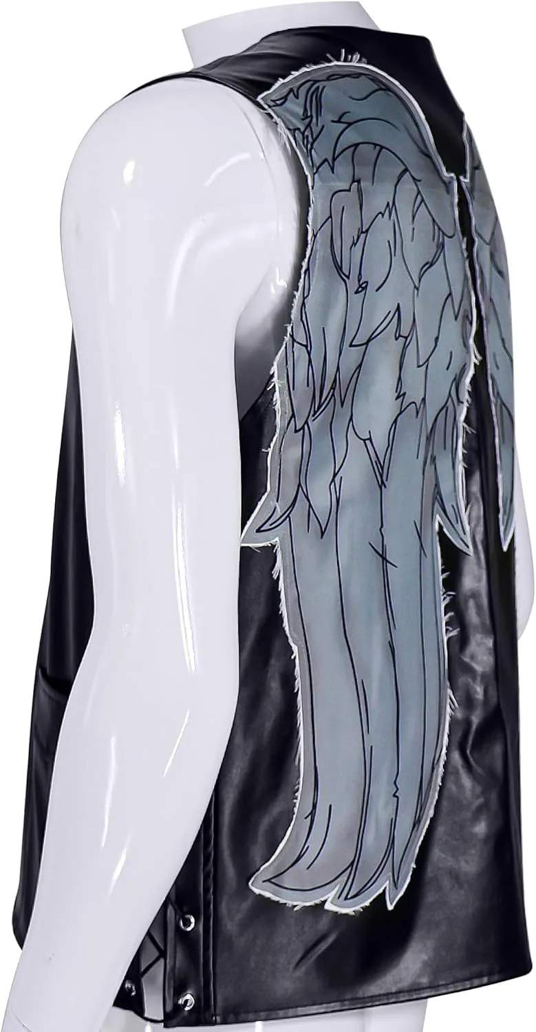 Daryl Dixon Vest Angel Wings Vest Jacket PU Leather Cosplay Costume