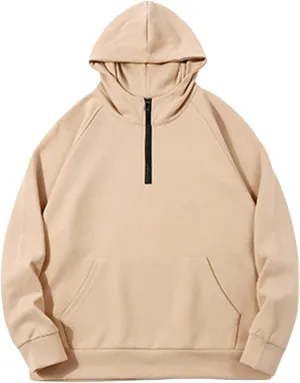 DGHM-JLMY Men's 1/4 Zipper Hooded Solid Color Hooded Big and Tall Loose Fit Heavyweight Sweatshirt Quarter-Zip Hooded