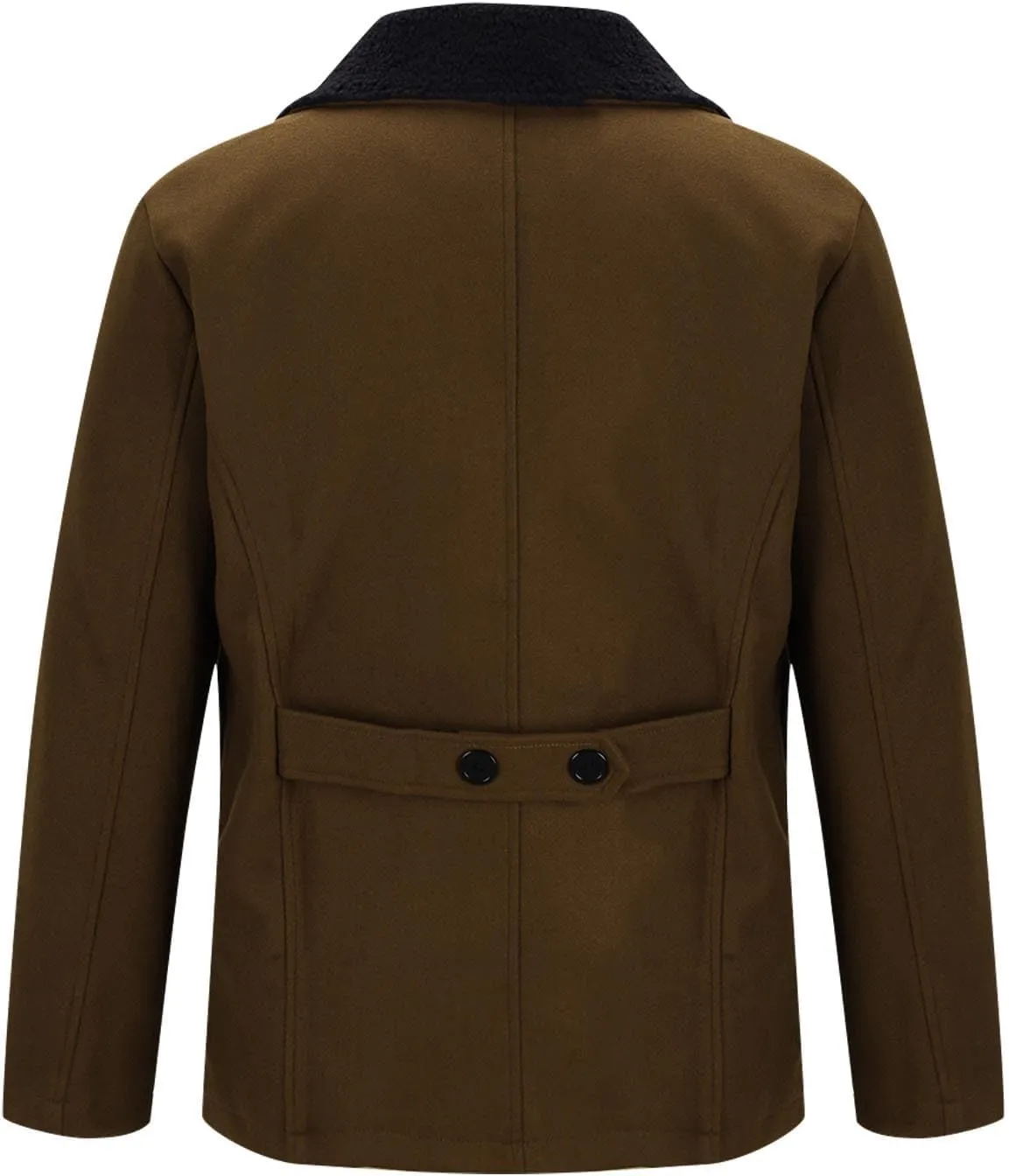 Dgoopd Mens Trench Coat Faux Fur Lapel Jacket Double Breasted Long Coat Open Front Cardigan Casual Peacoat Warm Winter Coat