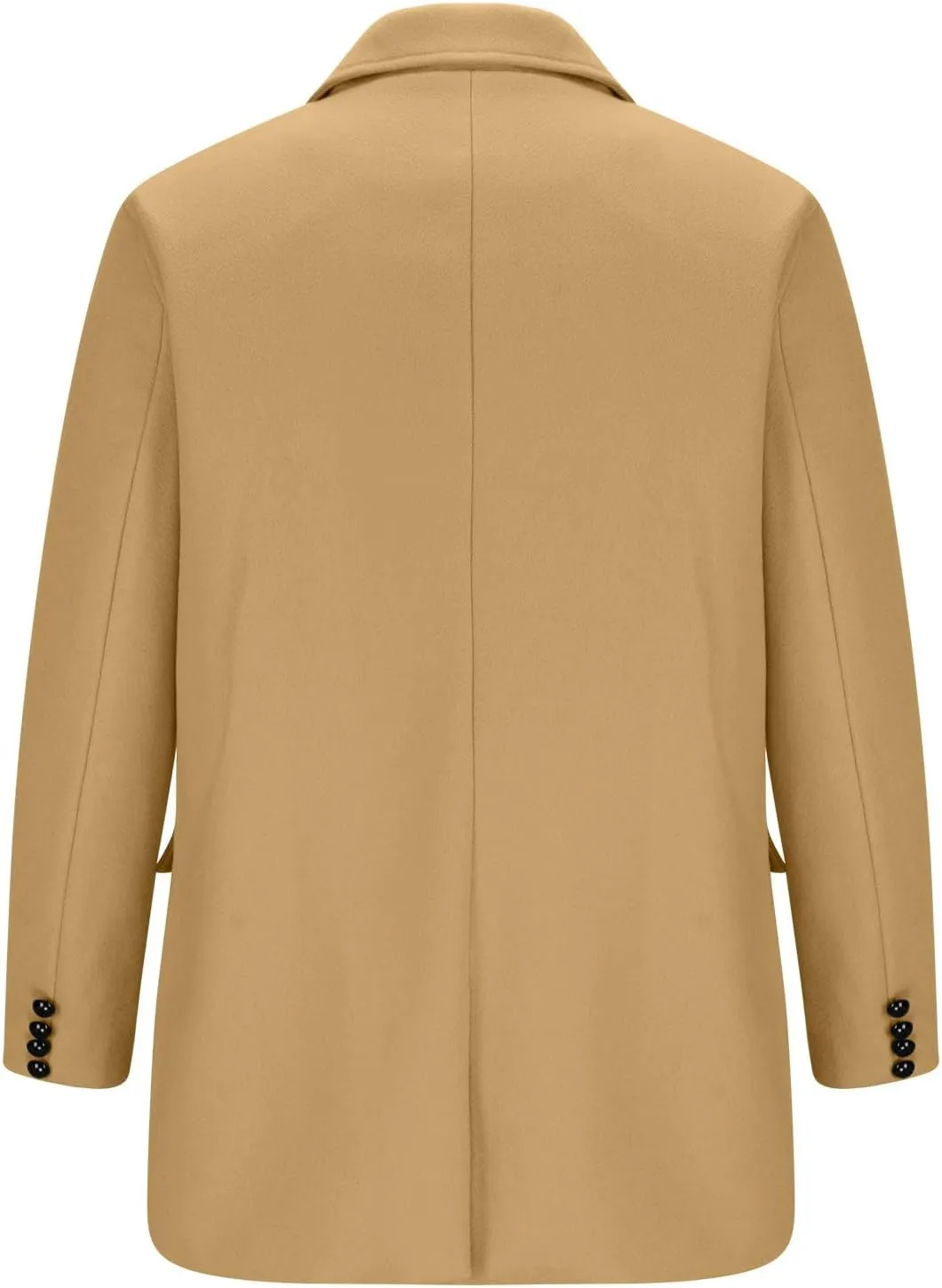 Dgoopd Men's Wool Blend Trench Coat Double Breasted Coat Notch Lapel Jacket Open Front Cardigan Mid Length Pea Coat
