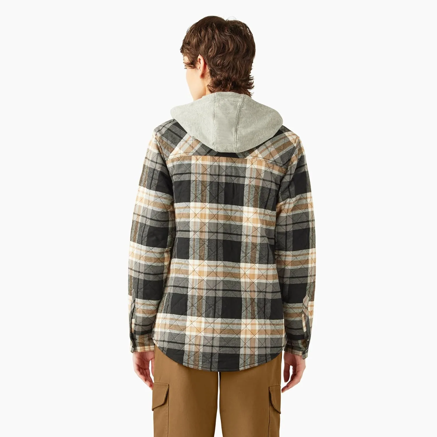 Dickies Womens Flannel Hooded Shirt Jacket