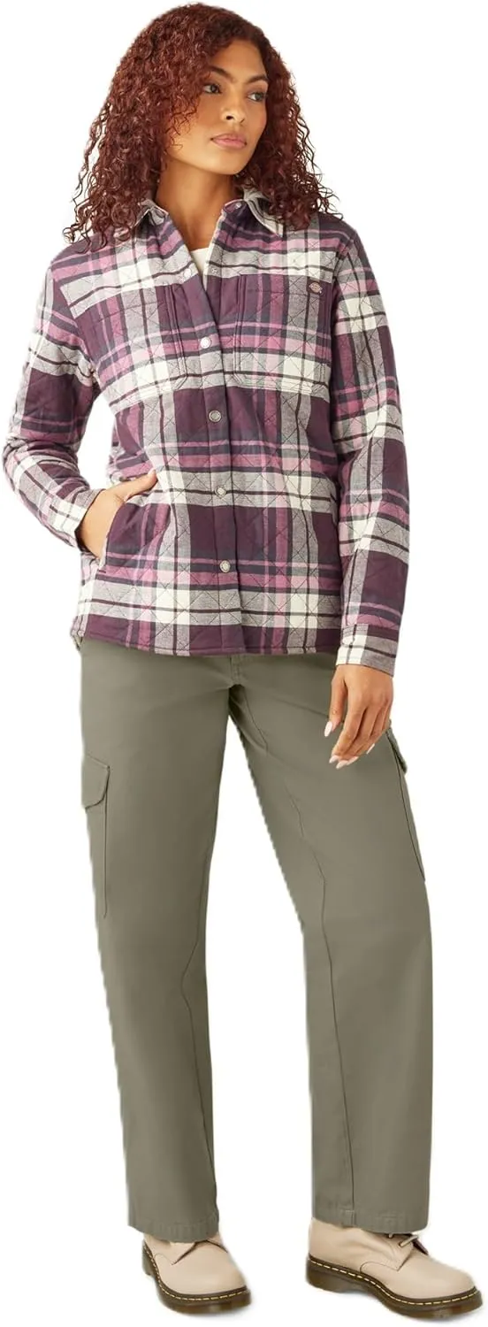 Dickies Womens Flannel Hooded Shirt Jacket