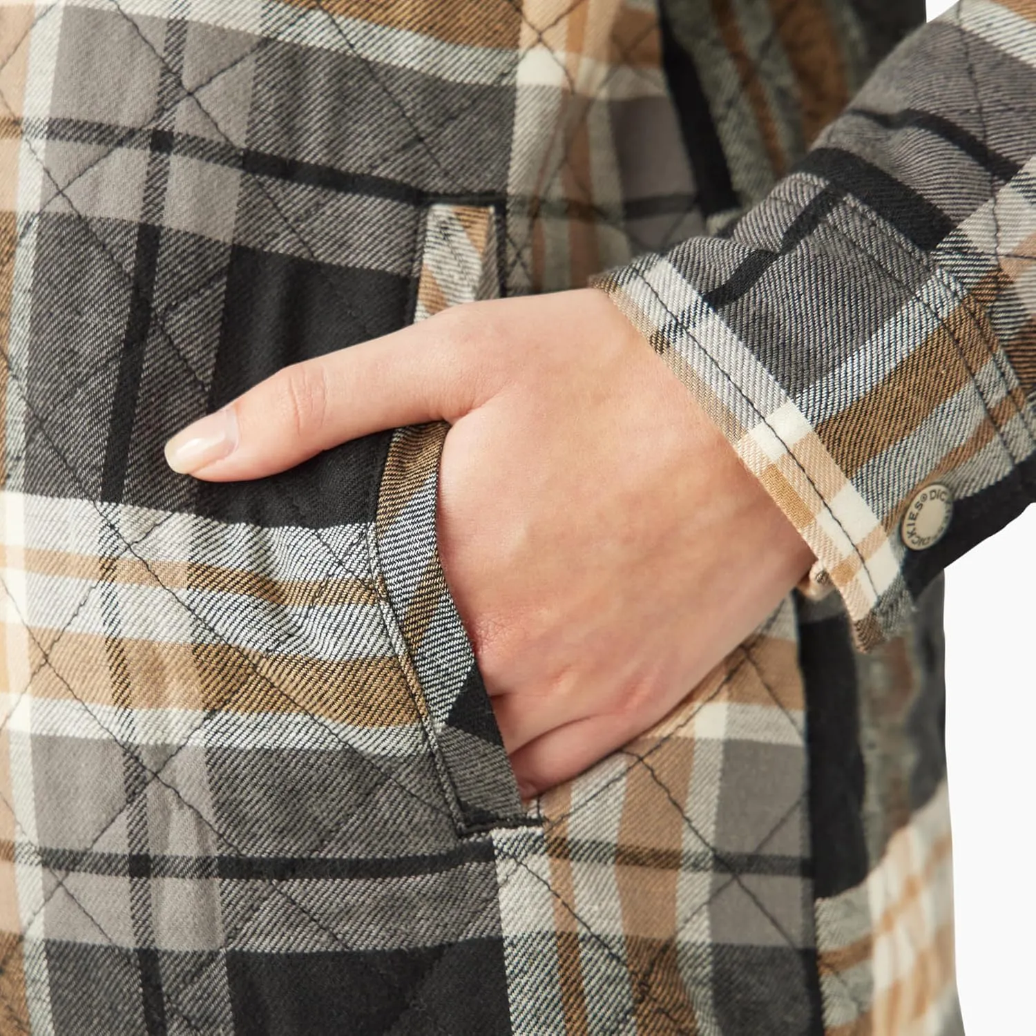 Dickies Womens Flannel Hooded Shirt Jacket