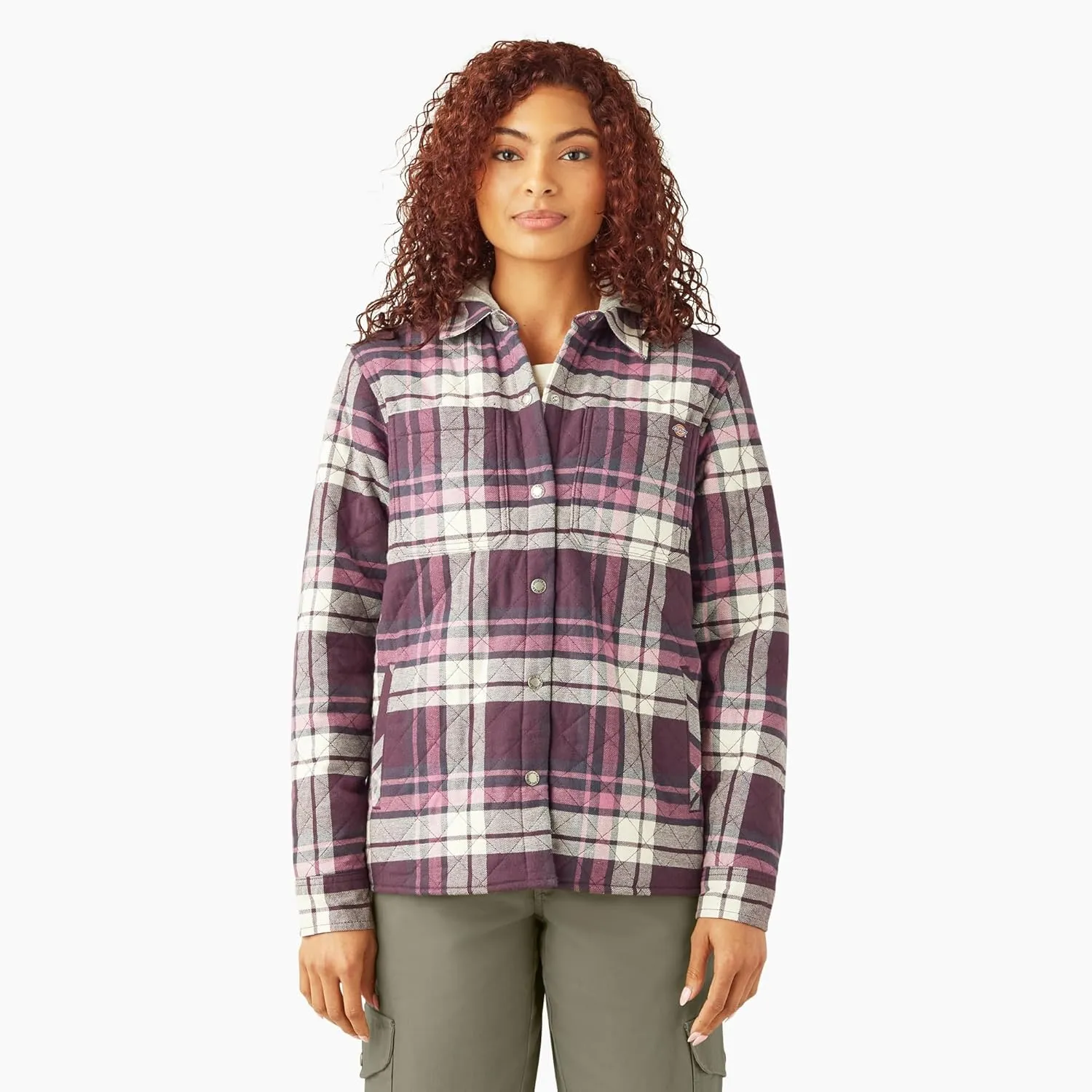 Dickies Womens Flannel Hooded Shirt Jacket