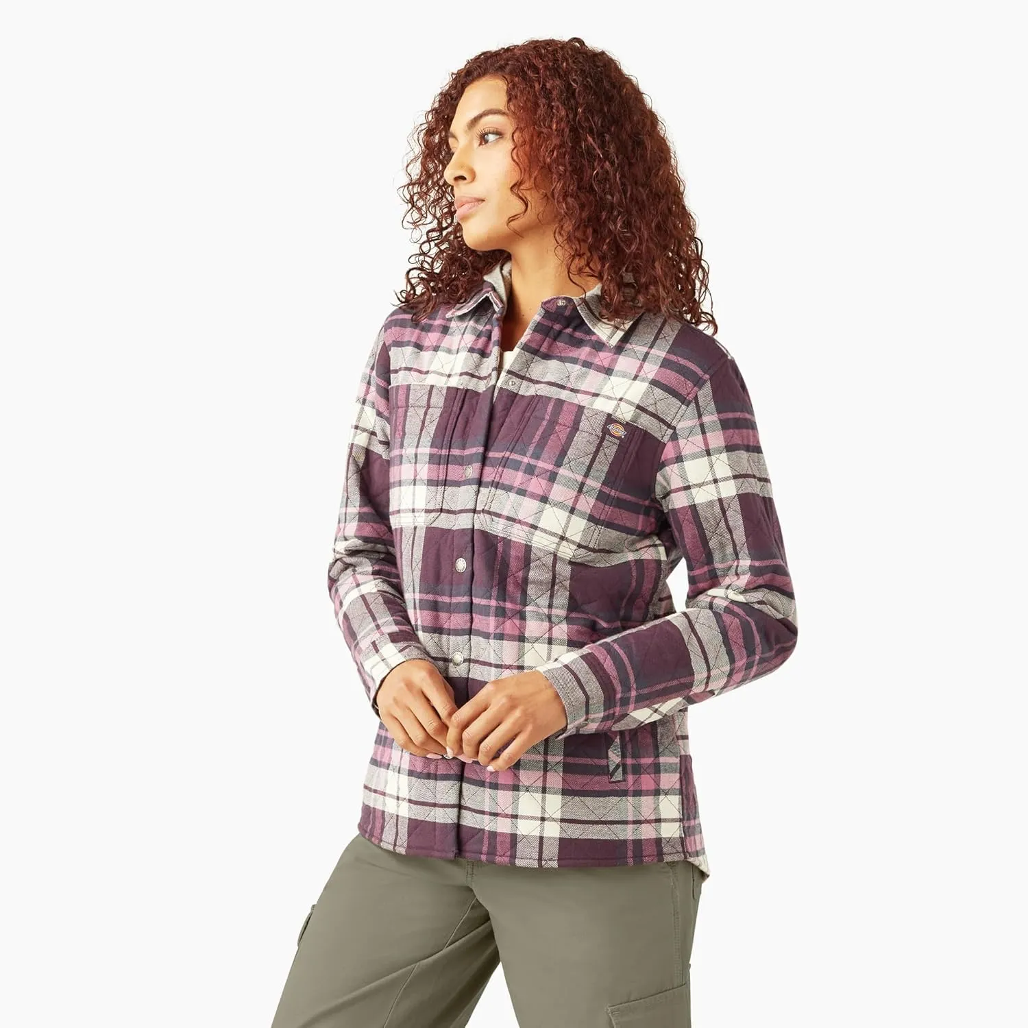 Dickies Womens Flannel Hooded Shirt Jacket