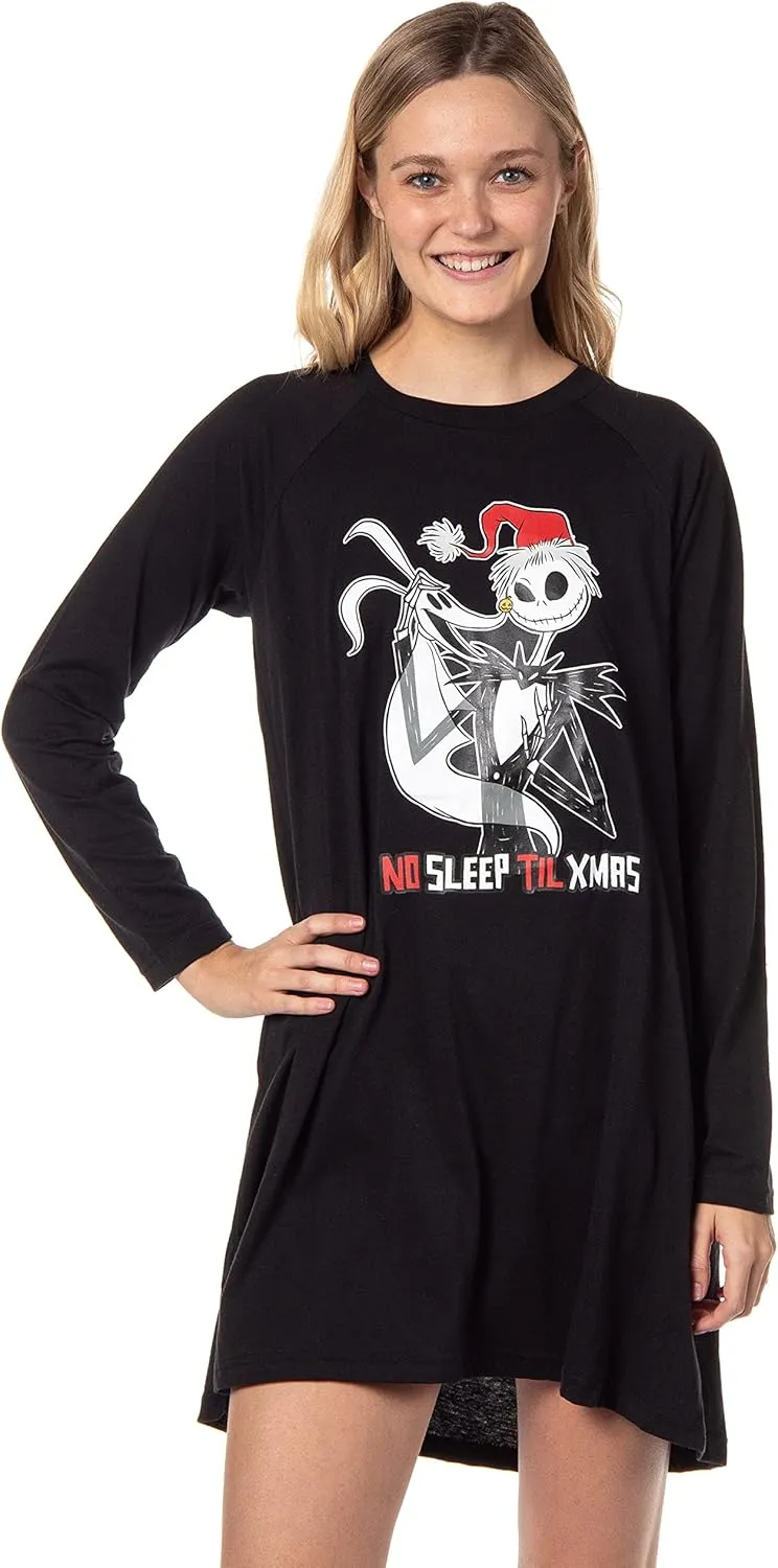 Disney The Nightmare Before Christmas Women's Jack Skellington No Sleep Til Xmas Sleep Shirt With Socks