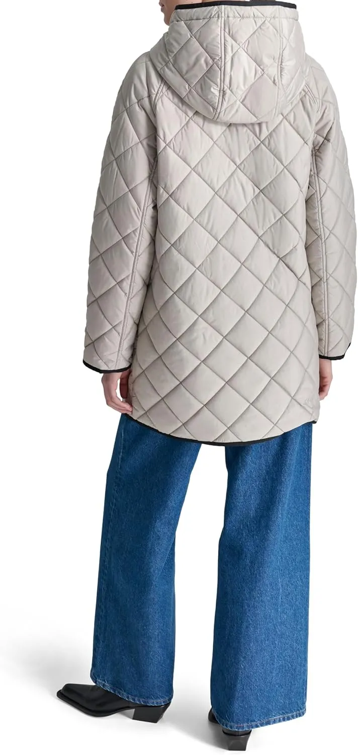 DKNY Women's Hooded Toggle Quilt
