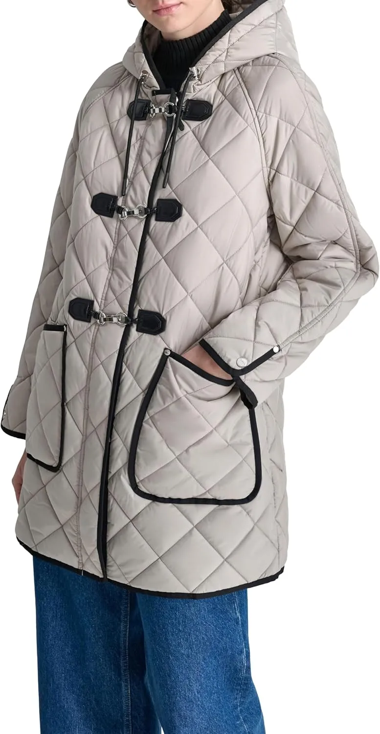 DKNY Women's Hooded Toggle Quilt