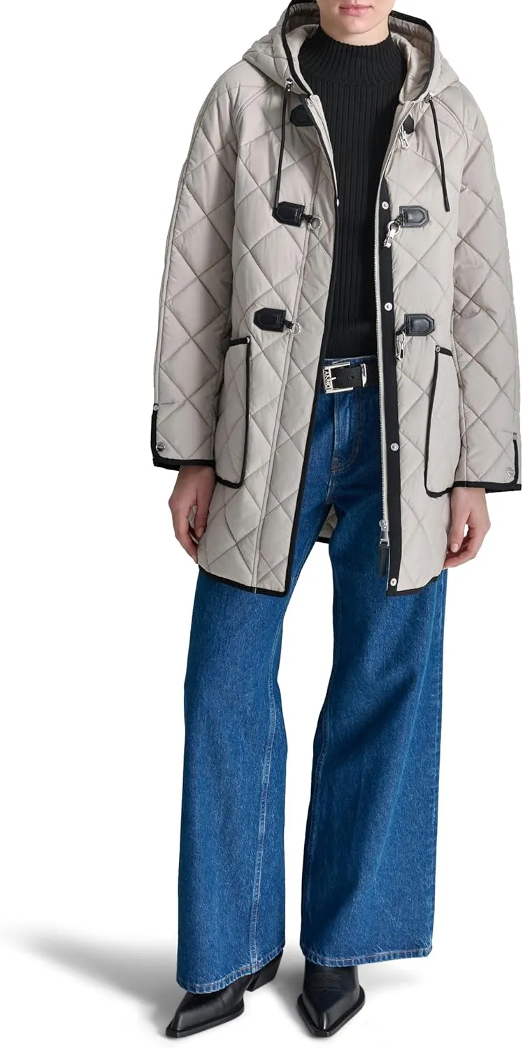 DKNY Women's Hooded Toggle Quilt