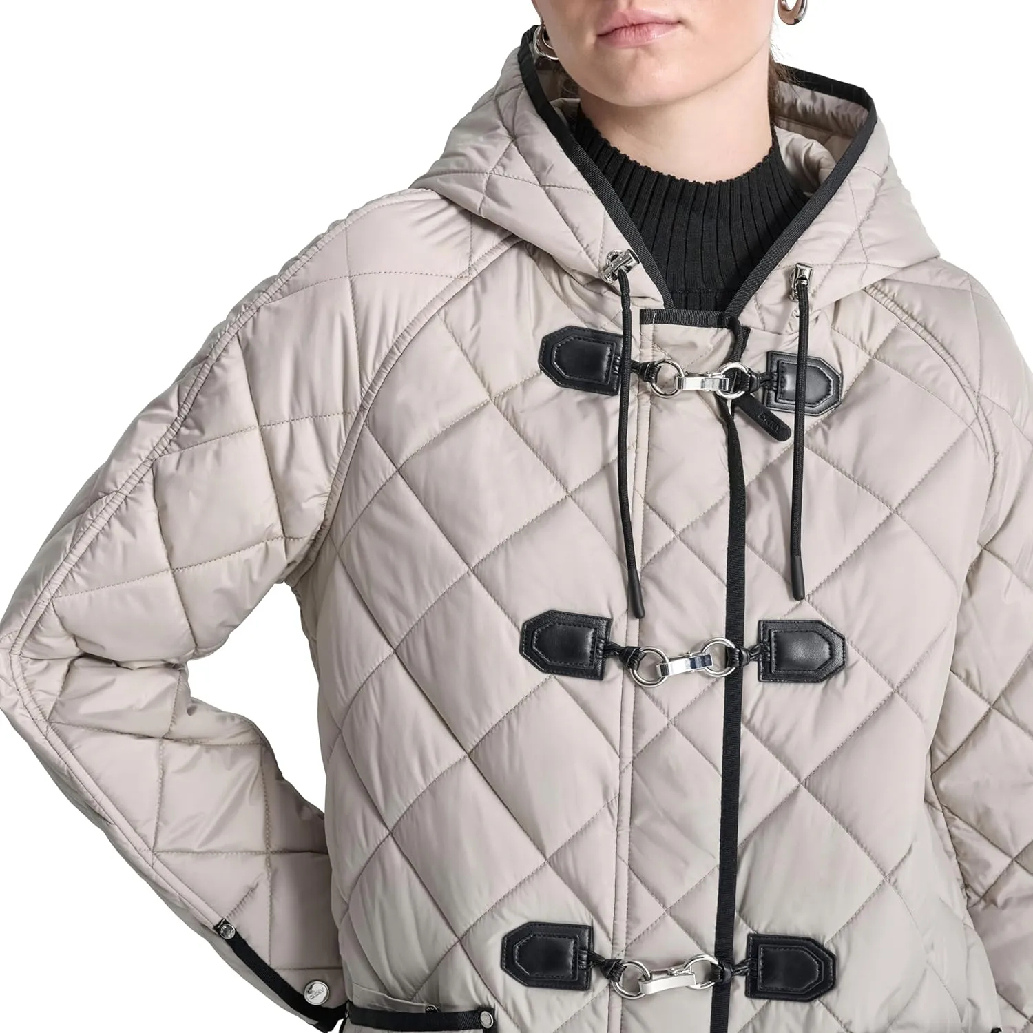 DKNY Women's Hooded Toggle Quilt