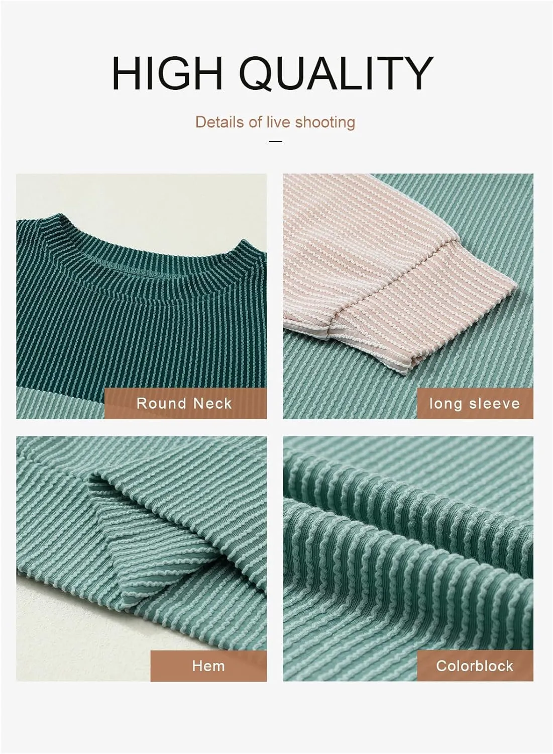Dokotoo Womens Fashion 2025 Color Block Long Sleeve Crewneck Knitted Casual Loose Pullover Shirts Tops
