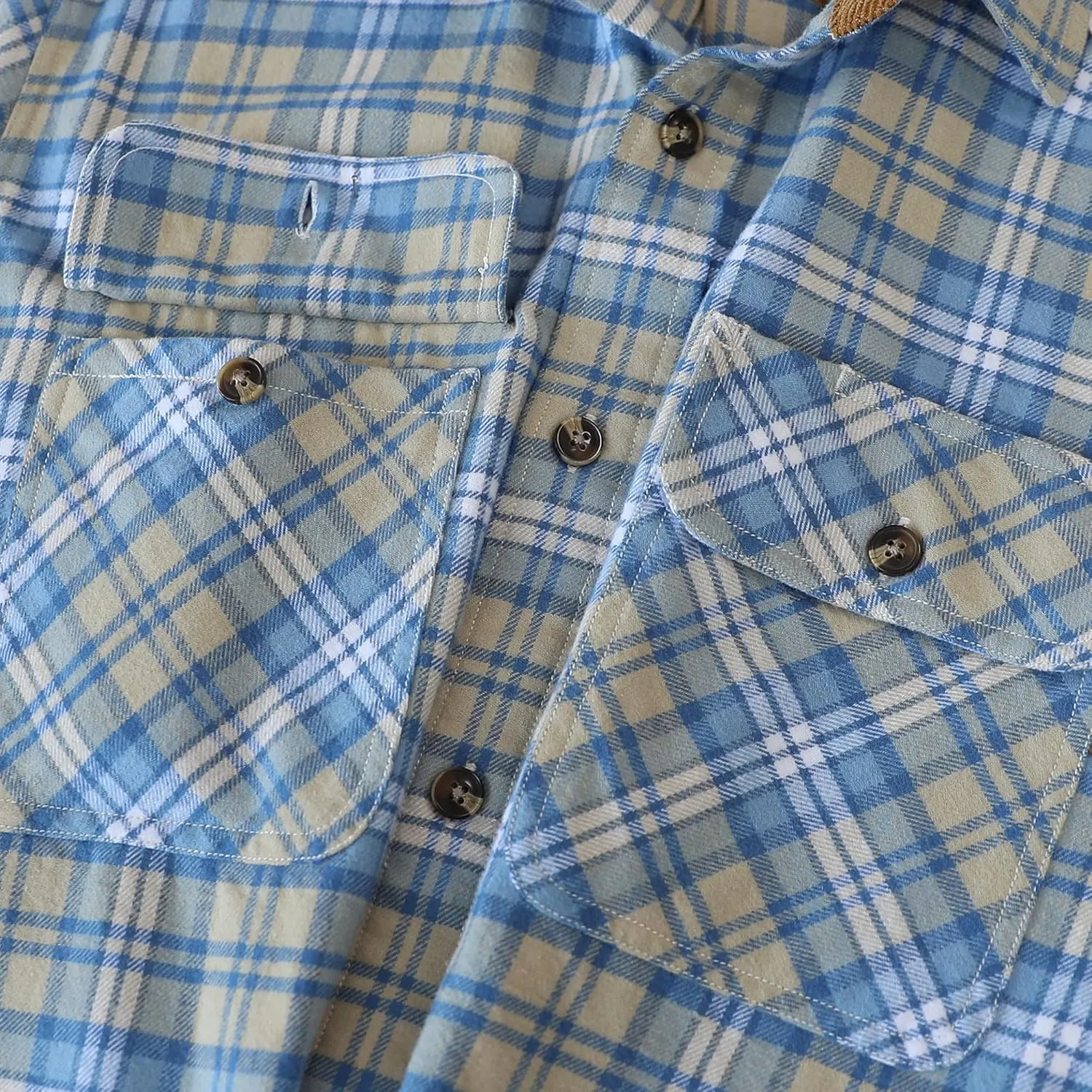 Dubinik? Mens Flannel Shirt Long Sleeve Button Down Plaid All Cotton Soft Brushed Flannel Shirt for Men Utility Casual Shirt