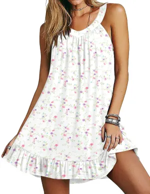 Ekouaer Nightgowns for Women Sleeveless Night Gown V Neck Sleep Shirt Chemise Night Shirt Soft Sleep Dress