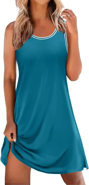 Ekouaer Tank Nightgowns for Women Sleeveless Sleep Dress Crew Neck Sleep Shirt Comfy Pajama Dress