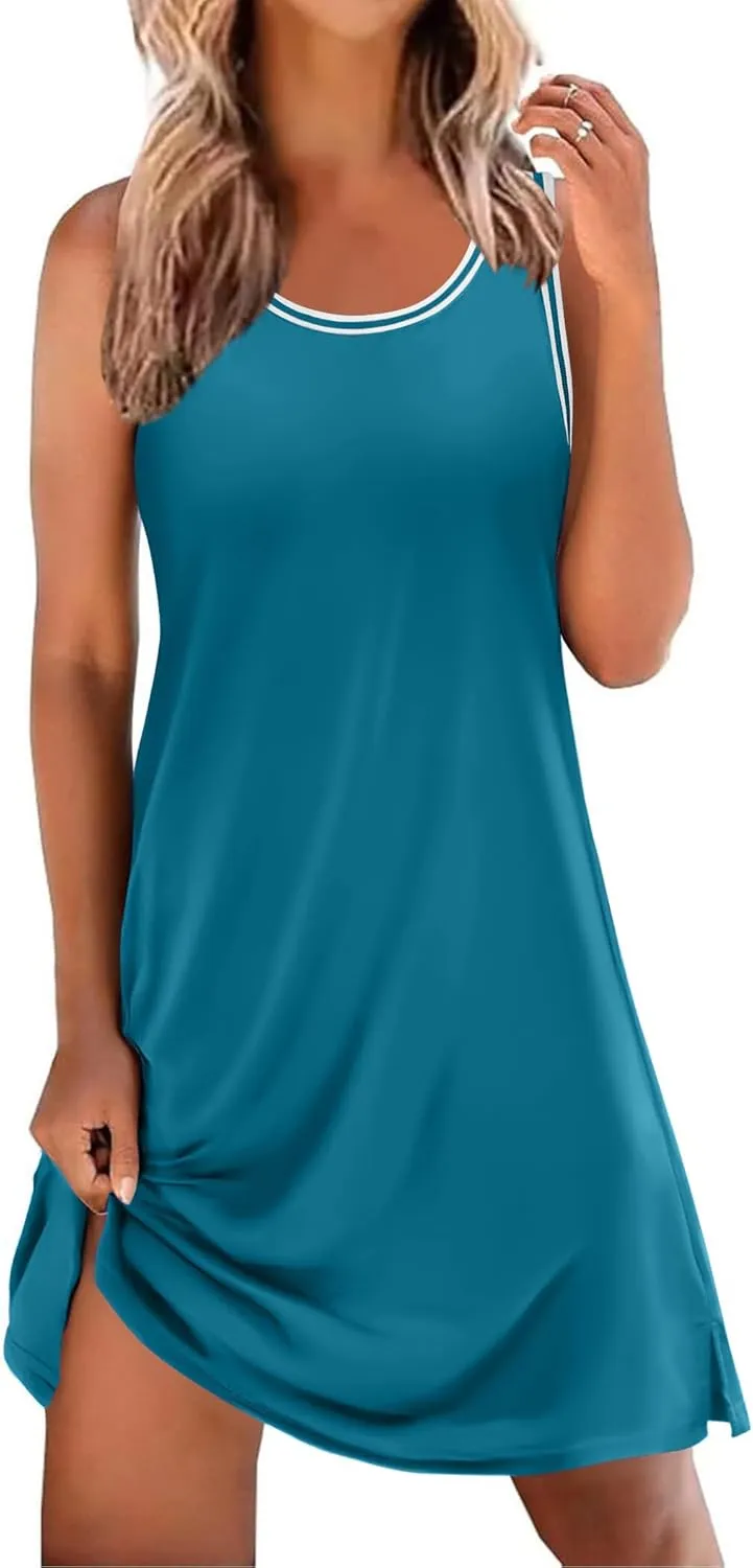 Ekouaer Tank Nightgowns for Women Sleeveless Sleep Dress Crew Neck Sleep Shirt Comfy Pajama Dress