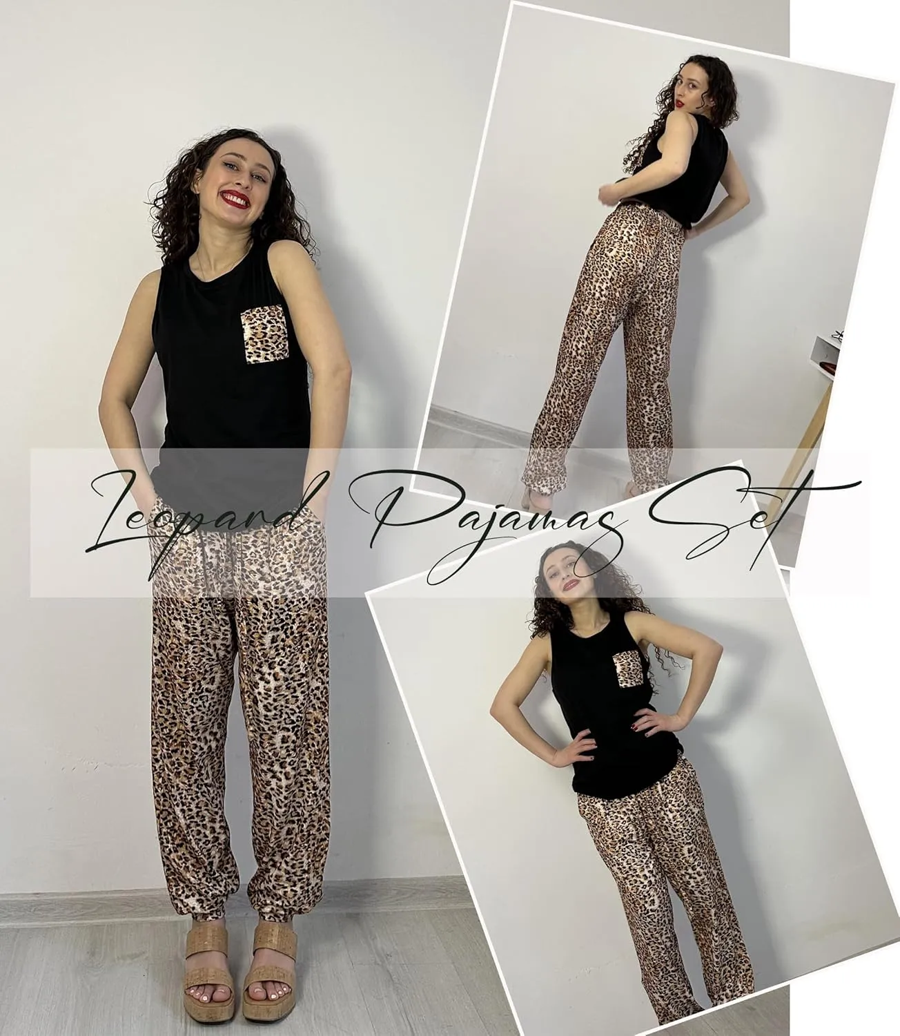 Ekouaer Women's Pajamas Set Soft Lounge Sets Sleeveless Tank Tops with Jogger Pants Outfits