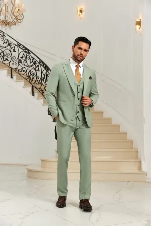 Elegant Modern Peak Lapel 3 Pieces Men Suits 2589