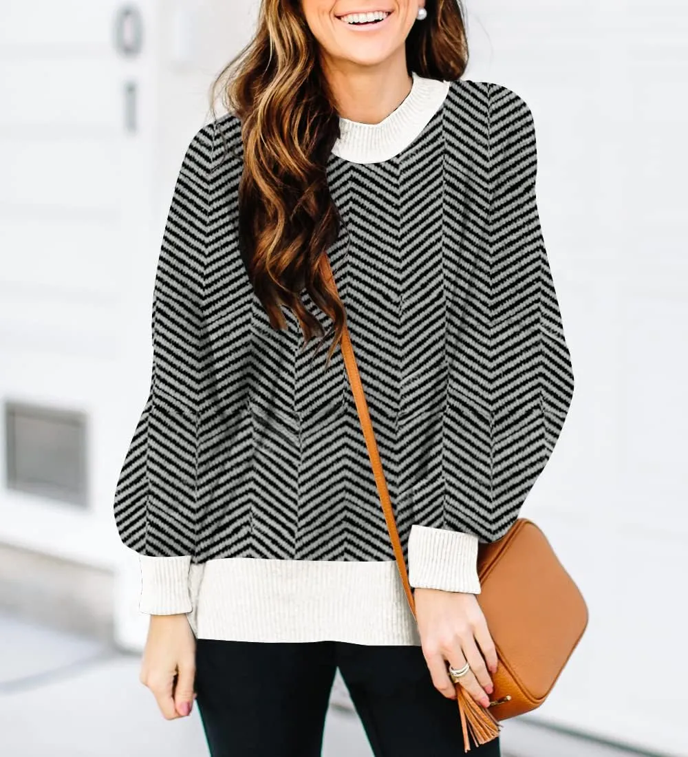 ETCYY Womens Oversized Sweaters Fall 2025 Fashion Clothes Trendy Batwing Sleeve Colorblock Striped Knit Pullover Tops