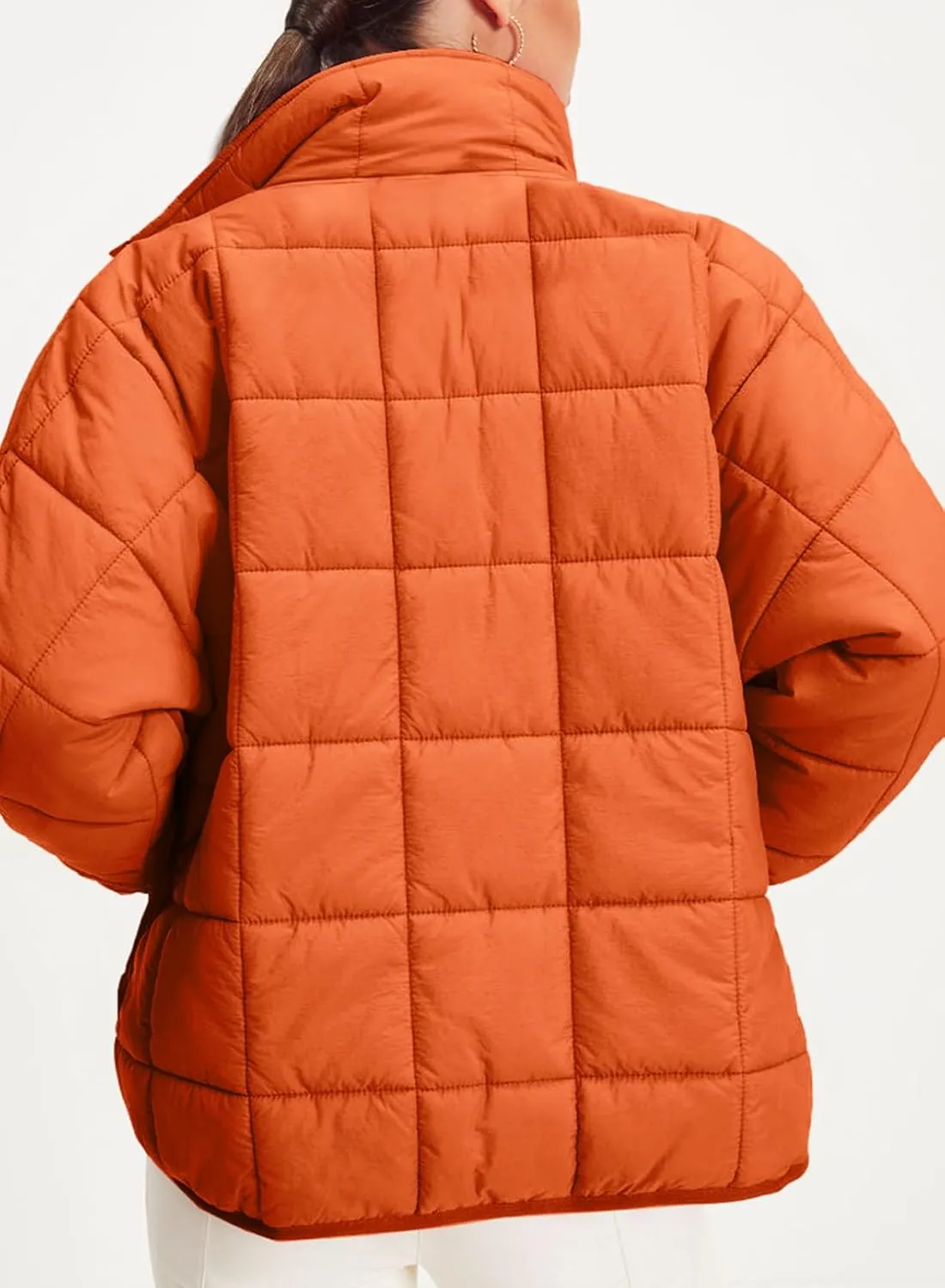 EVALESS Womens Quilted Puffer Jackets Lightweight Long Sleeve Zip Up Winter Coats Fashion 2024 Fall Outfits With Pockets