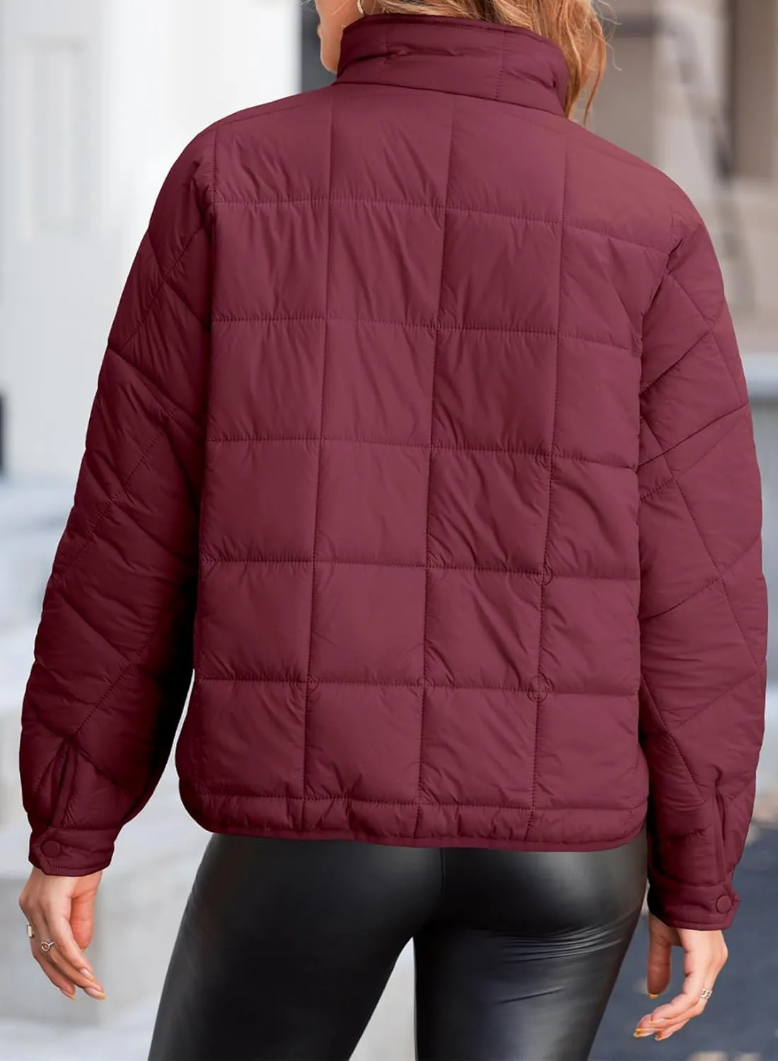 EVALESS Womens Quilted Puffer Jackets Lightweight Long Sleeve Zip Up Winter Coats Fashion 2024 Fall Outfits With Pockets