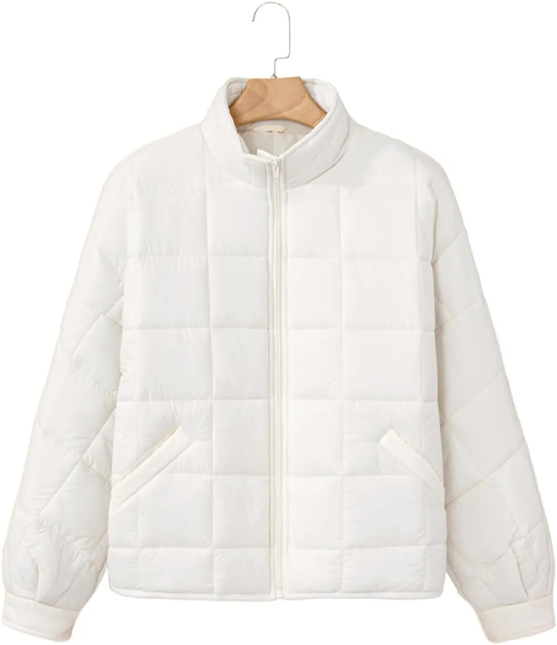 EVALESS Womens Quilted Puffer Jackets Lightweight Long Sleeve Zip Up Winter Coats Fashion 2024 Fall Outfits With Pockets
