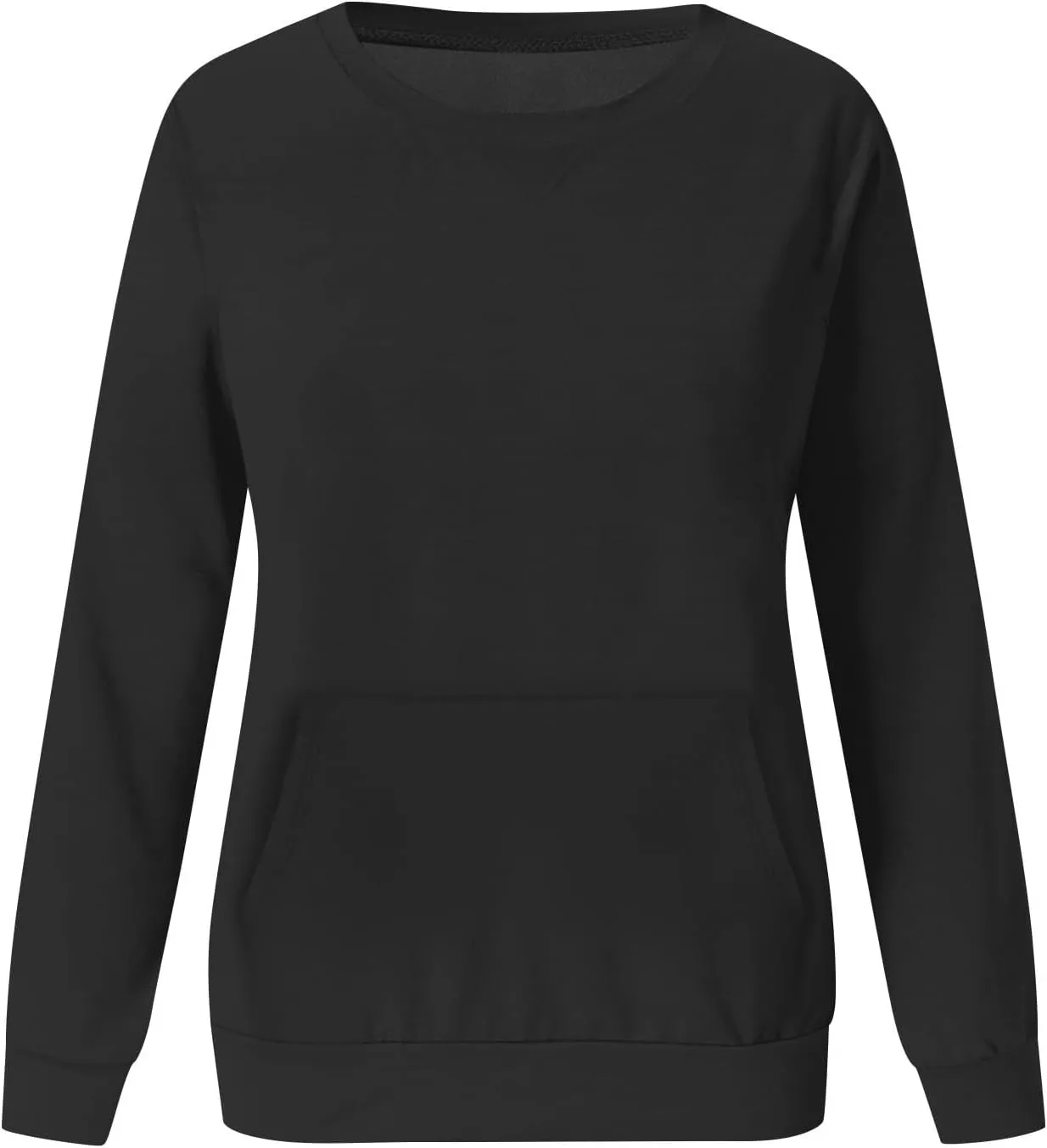 Fall Sweatshirts for Women 2023 Solid Color Long Sleeve Crewneck Pullover Casual Tops with Pocket Loose Comfy Shirts