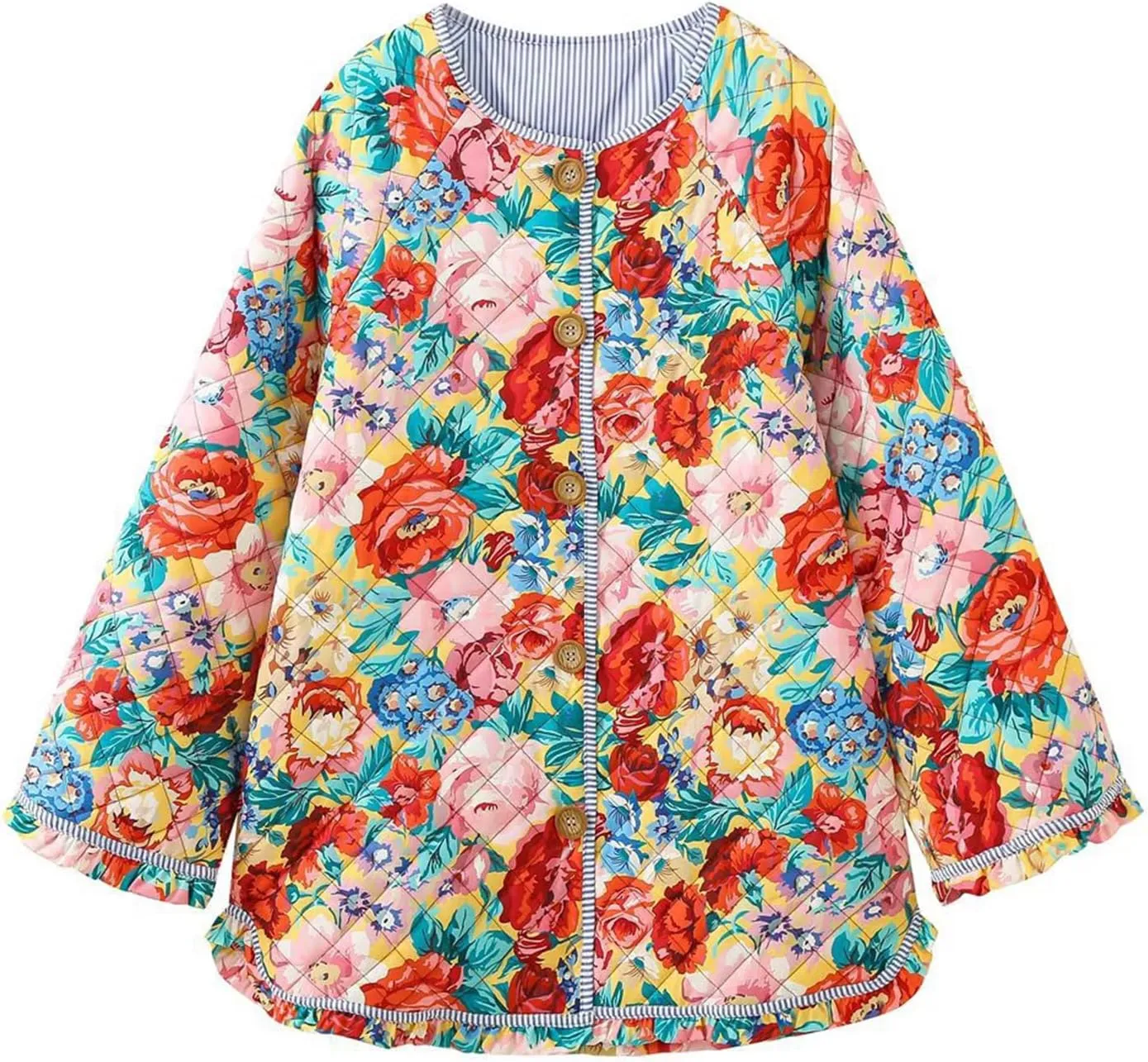 Faretumiya Women Open Front Puffer Jacket Vinatge Floral Crop Quilted Cardigan Y2k Patchwork Padded Coat Streetwear