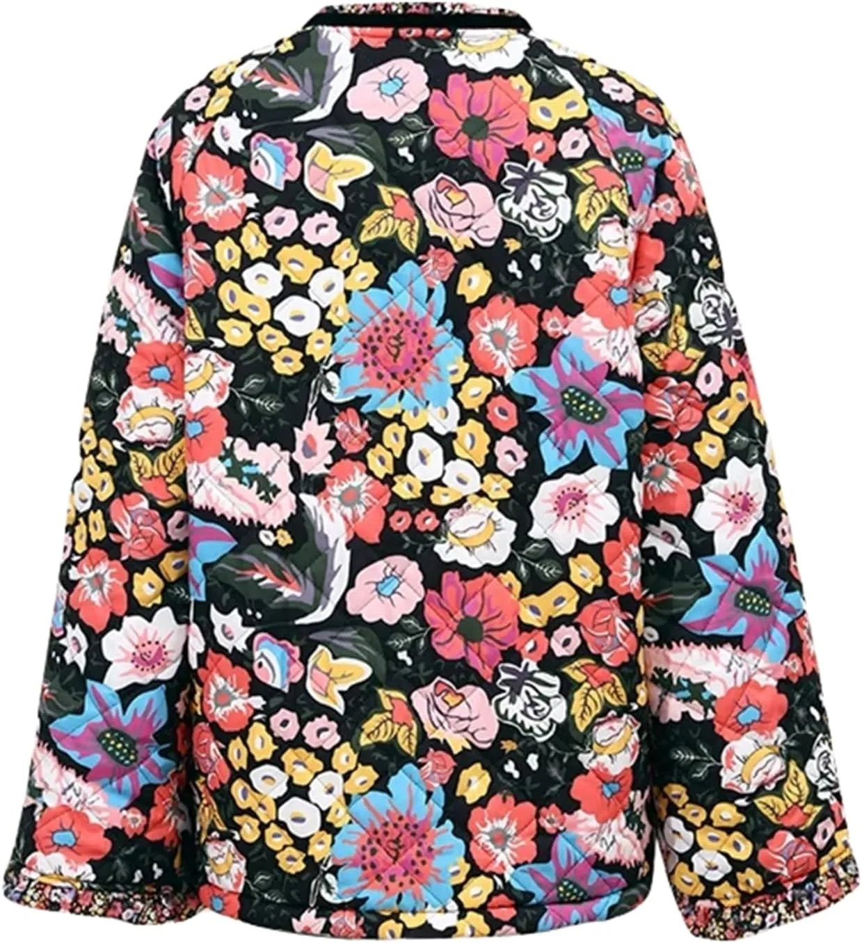Faretumiya Women Open Front Puffer Jacket Vinatge Floral Crop Quilted Cardigan Y2k Patchwork Padded Coat Streetwear