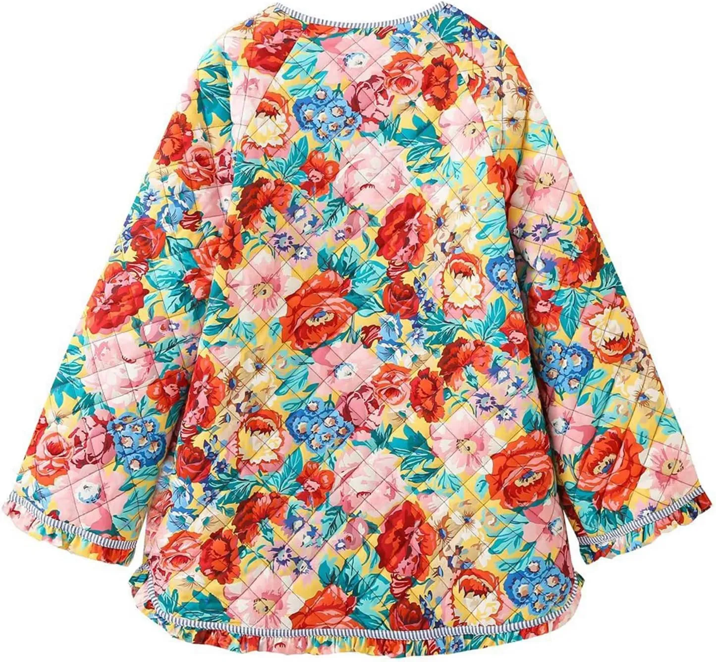 Faretumiya Women Open Front Puffer Jacket Vinatge Floral Crop Quilted Cardigan Y2k Patchwork Padded Coat Streetwear