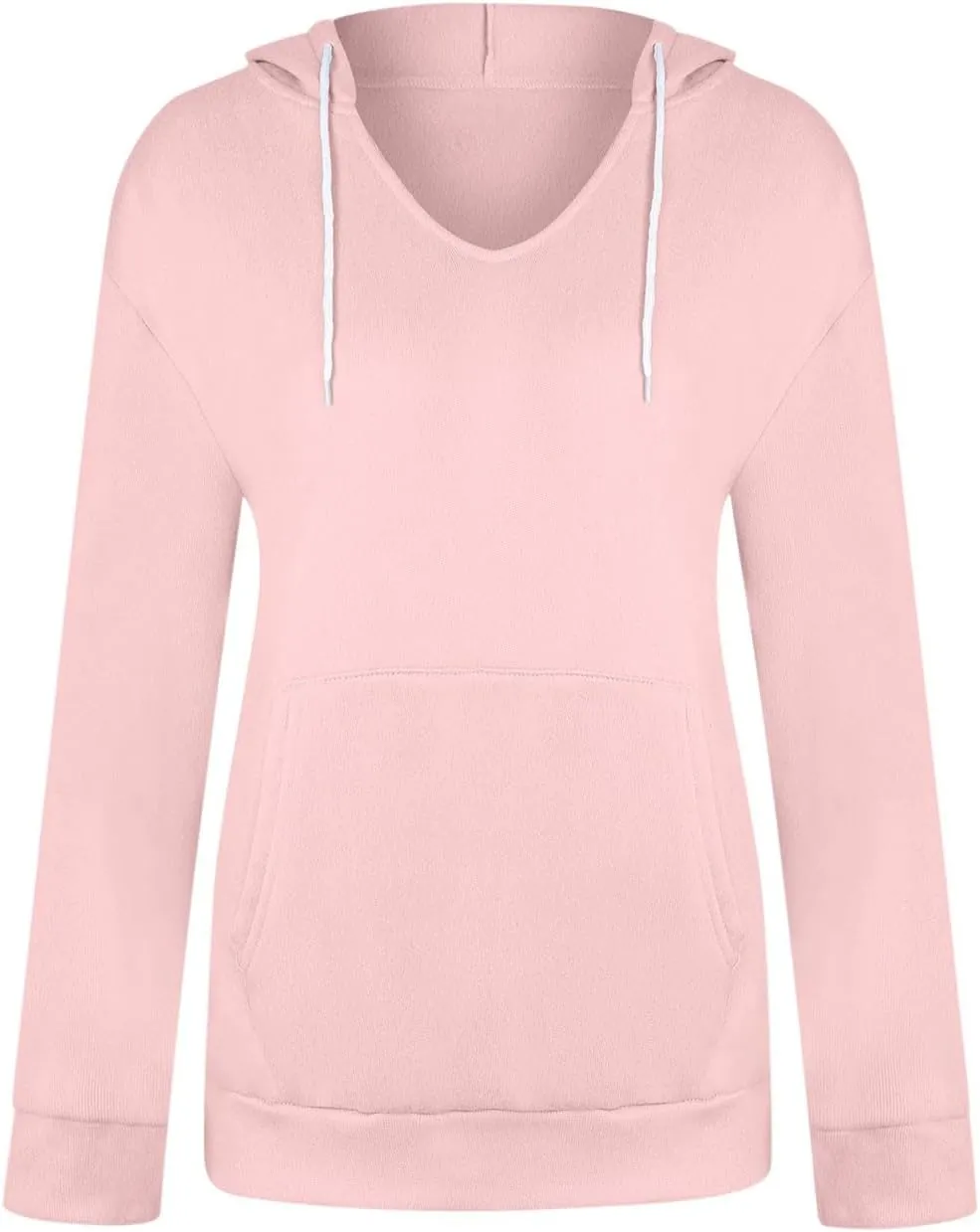 Fashion Hooded Tops for Women Oversized Hoodies Sweatshirts V Neck Long Sleeve Pullover Shirts Loose Fit Sweater