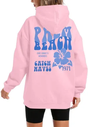 FAYALEQ Womens Casual Hoodies Palm Tree Graphic Sweatshirts Long Sleeve Sweaters Pullover Tops with Pocket