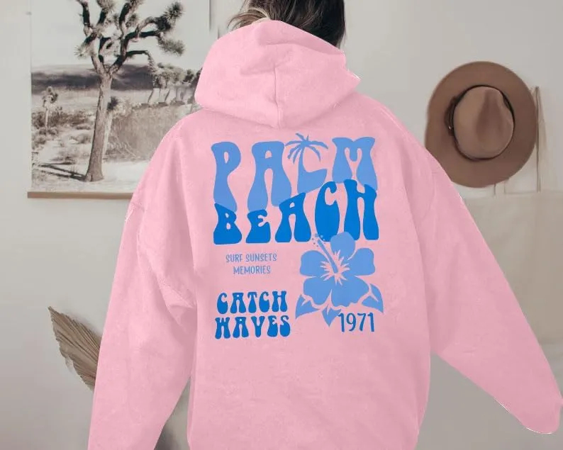 FAYALEQ Womens Casual Hoodies Palm Tree Graphic Sweatshirts Long Sleeve Sweaters Pullover Tops with Pocket