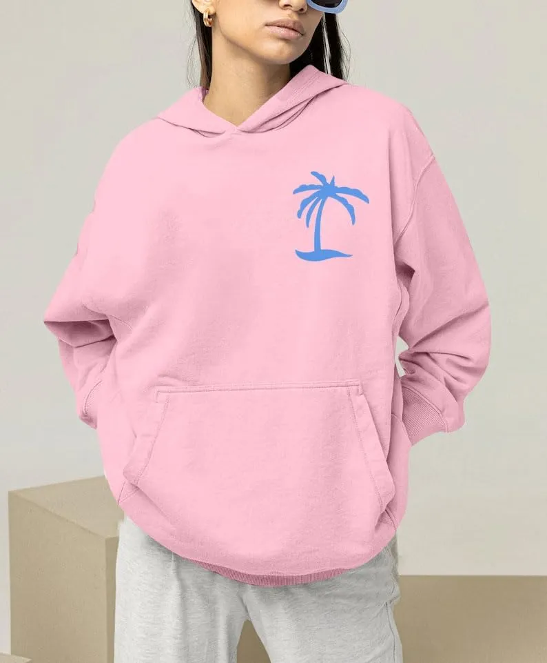 FAYALEQ Womens Casual Hoodies Palm Tree Graphic Sweatshirts Long Sleeve Sweaters Pullover Tops with Pocket