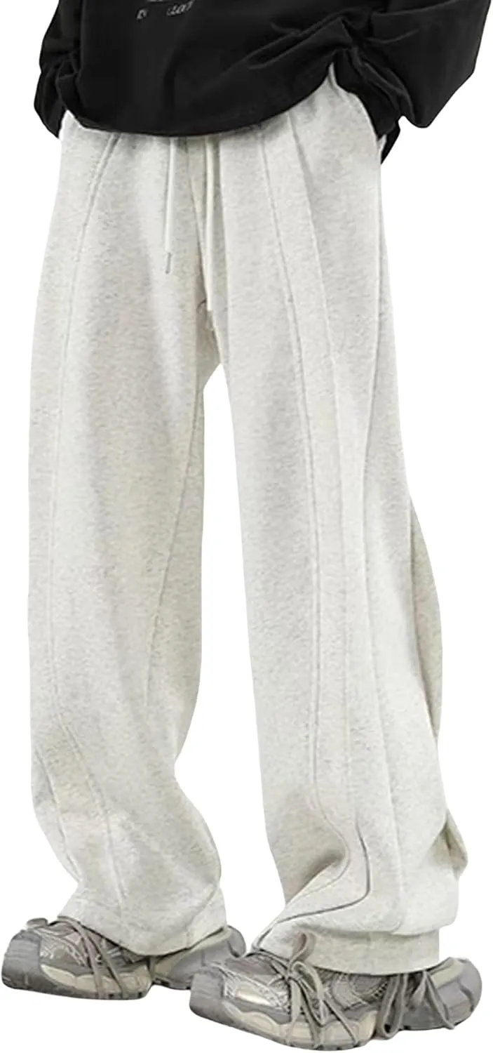 FCOOLYEET Men's Y2k Baggy Sweatpants Drawstring Track Pants Wide Leg Streetwear Pants Loose Yoga Gym Pants