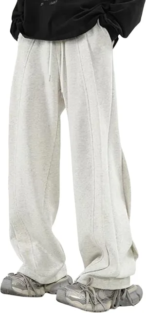 FCOOLYEET Men's Y2k Baggy Sweatpants Drawstring Track Pants Wide Leg Streetwear Pants Loose Yoga Gym Pants