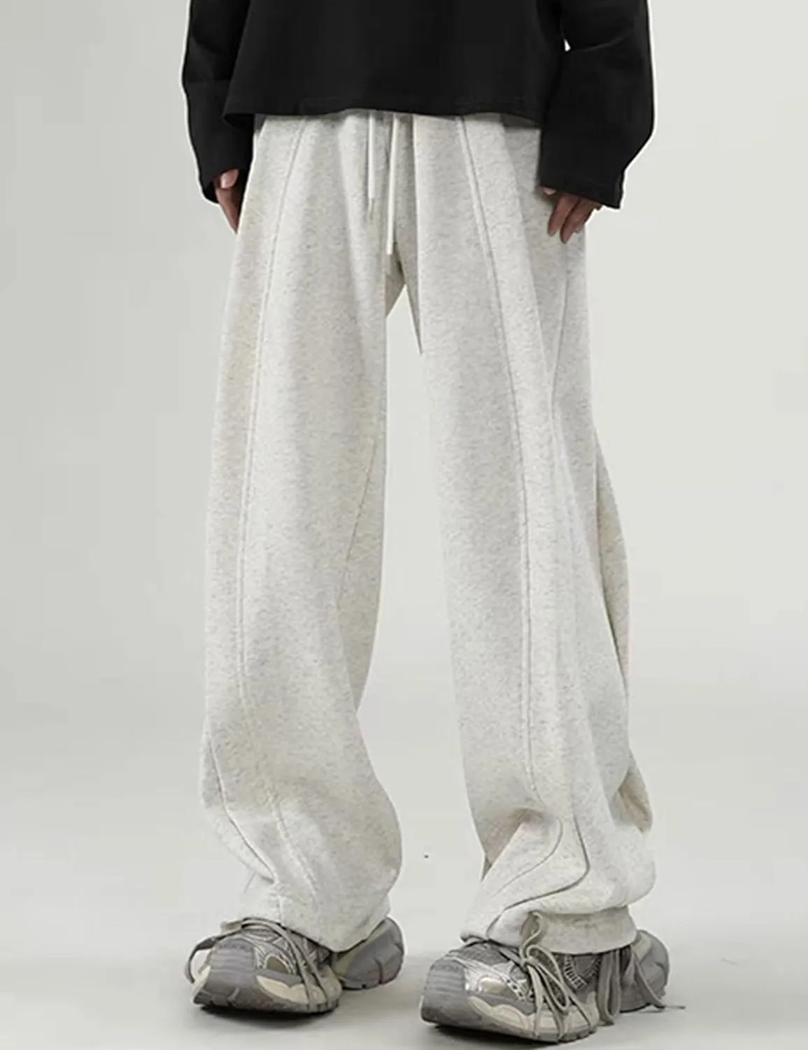 FCOOLYEET Men's Y2k Baggy Sweatpants Drawstring Track Pants Wide Leg Streetwear Pants Loose Yoga Gym Pants