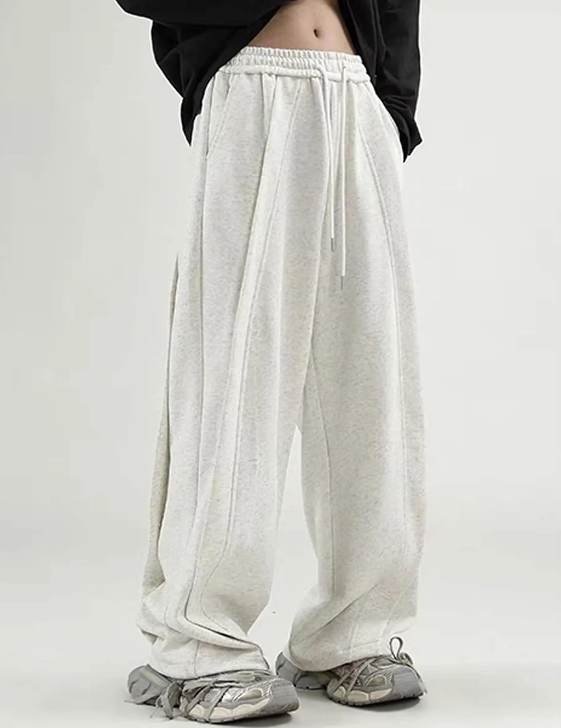 FCOOLYEET Men's Y2k Baggy Sweatpants Drawstring Track Pants Wide Leg Streetwear Pants Loose Yoga Gym Pants