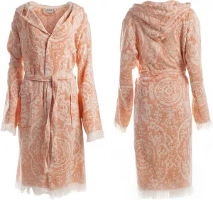 Fe&Ze Linen Turkish Hooded Bathrobe - Coco Collection - 100% Cotton Unisex Kimono Robe