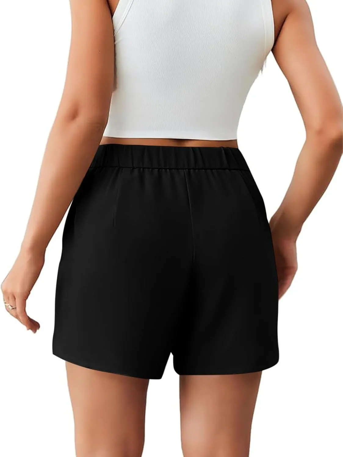 Febriajuce Women High Waisted Dressy Shorts Wide Leg Summer Casual Flare Short Pants with Pockets