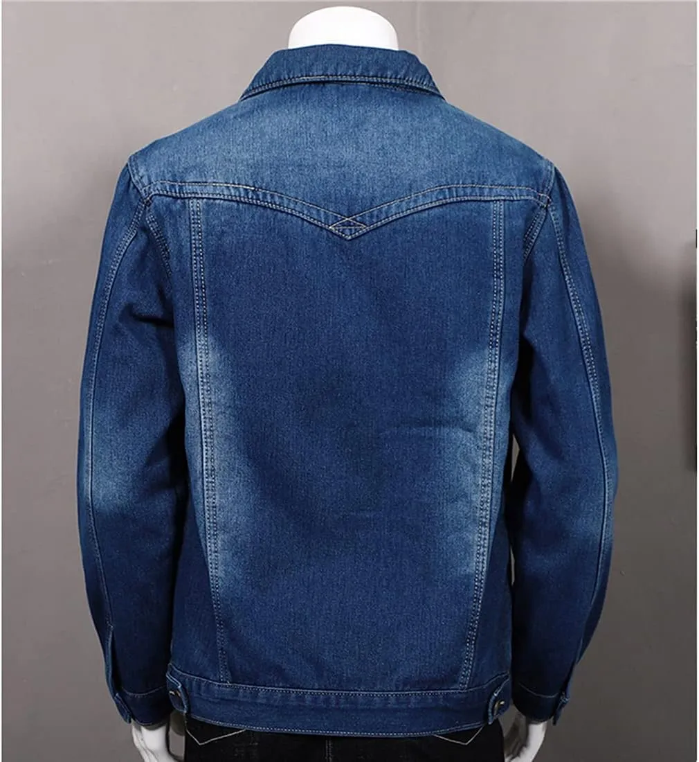 FindThy Mens Thick Fleece Sherpa Lined Denim Jean Jacket Winter Lapel Trucker Jacket Cowboy Coat
