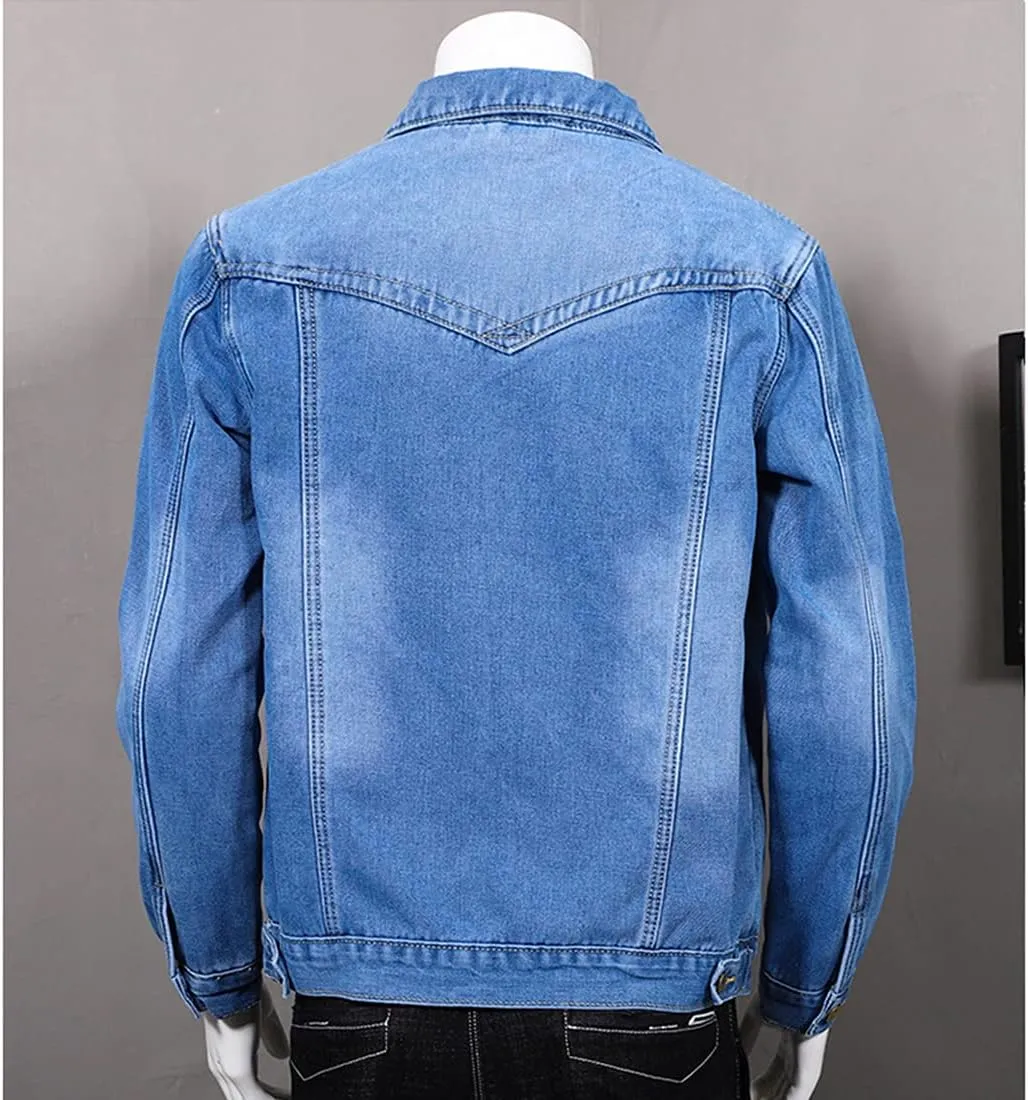 FindThy Mens Thick Fleece Sherpa Lined Denim Jean Jacket Winter Lapel Trucker Jacket Cowboy Coat