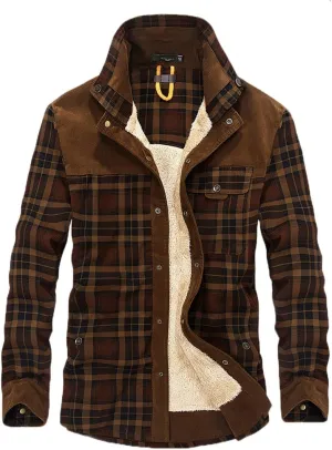 Flannel Jackets for Men,Men's Warm Sherpa Lined Fleece Plaid Flannel Shirt Jacket Coat Sweatshirts Sweaters Hoodies Tops