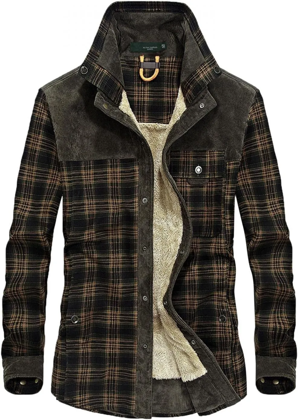 Flannel Jackets for Men,Men's Warm Sherpa Lined Fleece Plaid Flannel Shirt Jacket Coat Sweatshirts Sweaters Hoodies Tops