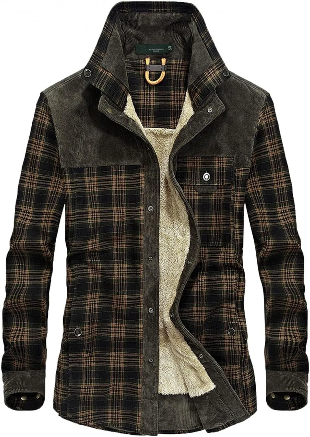 Flannel Jackets for Men,Men's Warm Sherpa Lined Fleece Plaid Flannel Shirt Jacket Coat Sweatshirts Sweaters Hoodies Tops
