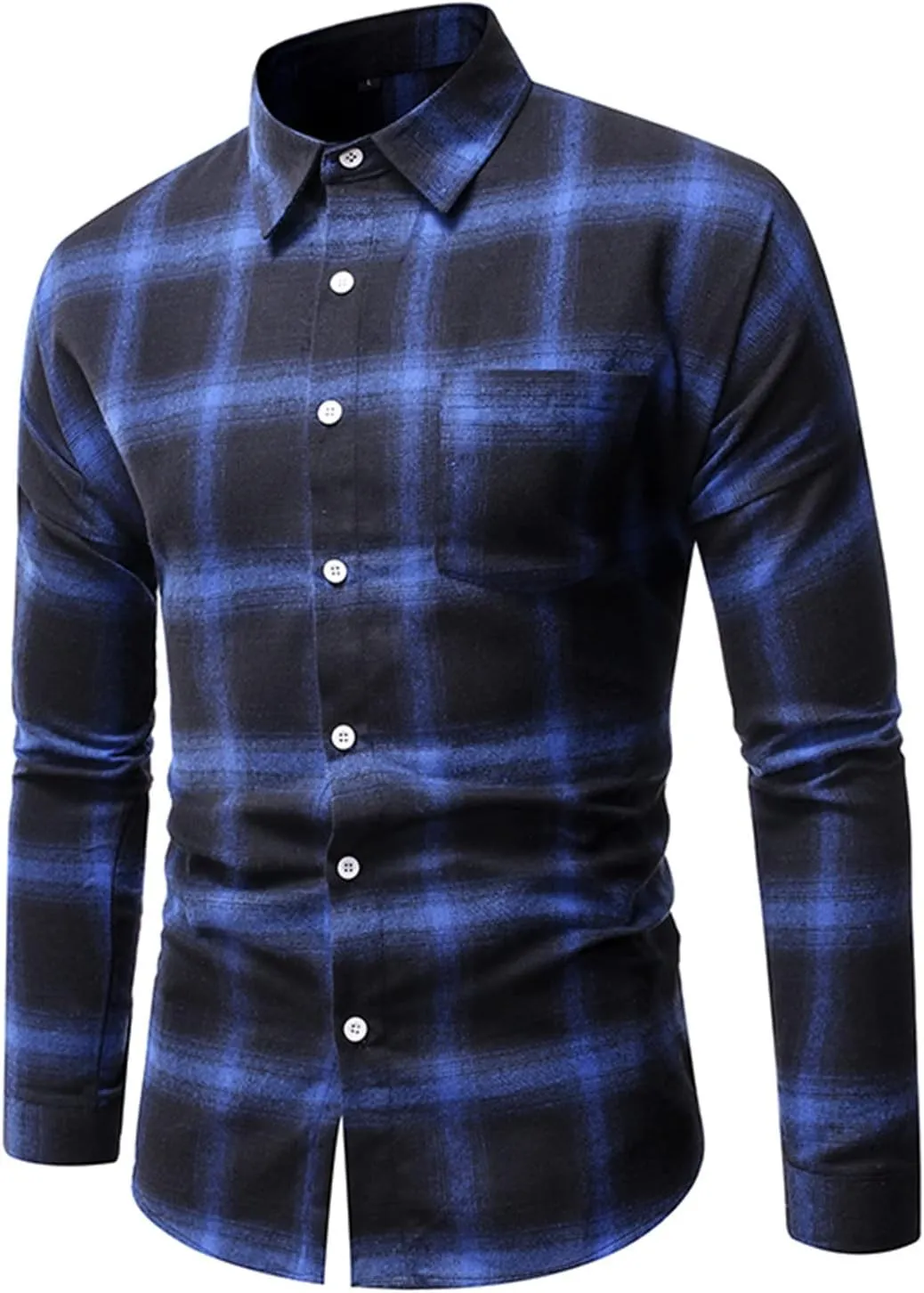 Flannel Shirt for Men 2024 Fashion Long Sleeve Plaid Button Down Shirt Jacket Casual Lightweight Fall Outwear Coats