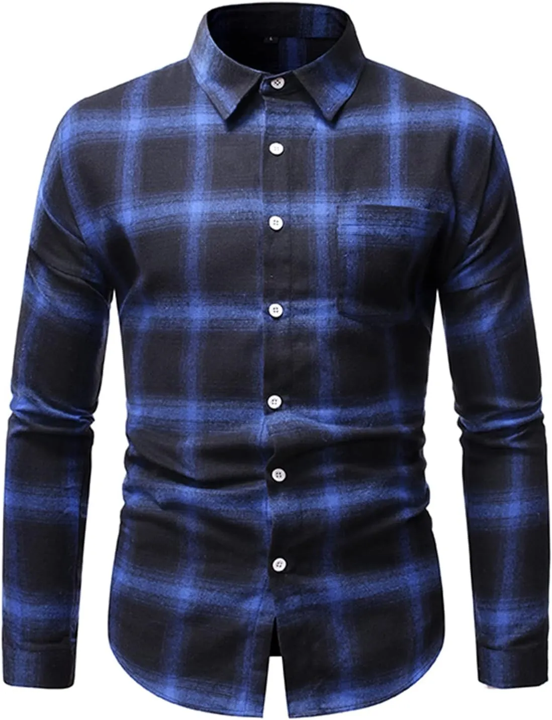 Flannel Shirt for Men 2024 Fashion Long Sleeve Plaid Button Down Shirt Jacket Casual Lightweight Fall Outwear Coats