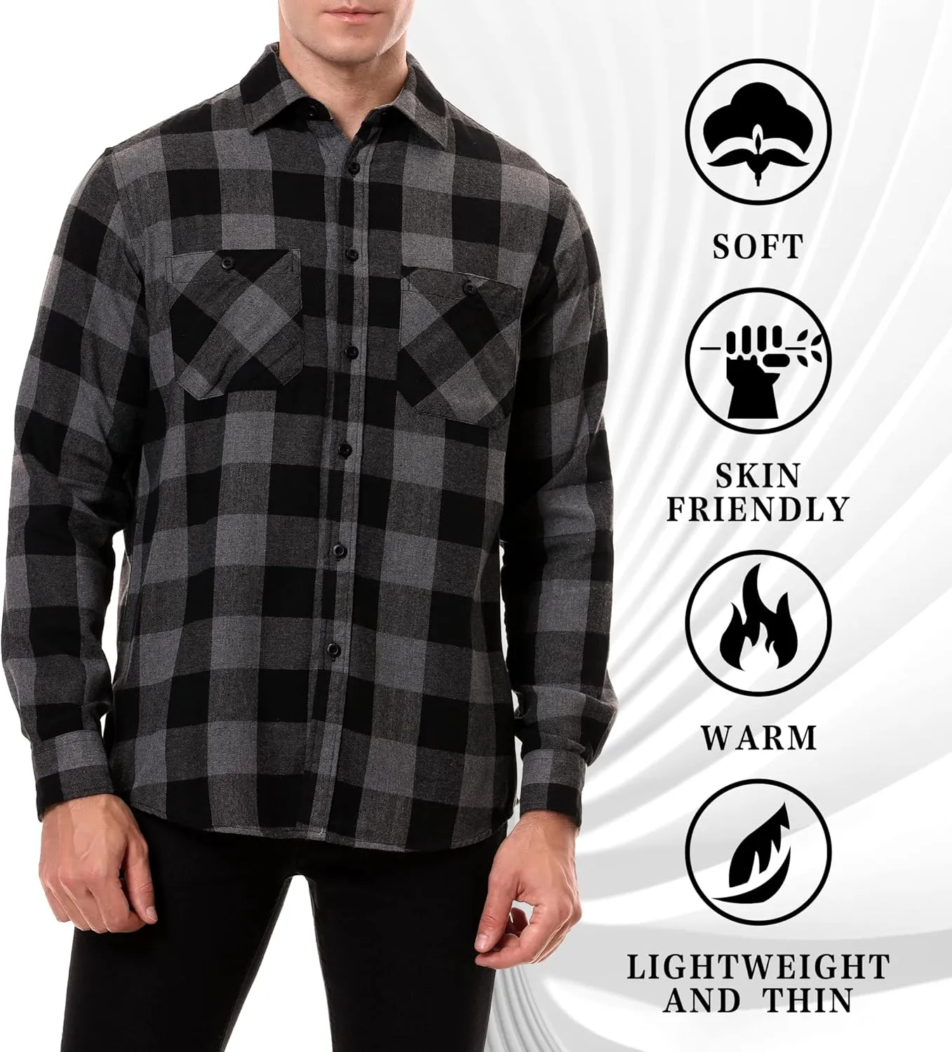 Flannel Shirt for Men Button Down Regular Fit Mens Flannel Shirt Long Sleeve Casual Plaid Flannel Shirt