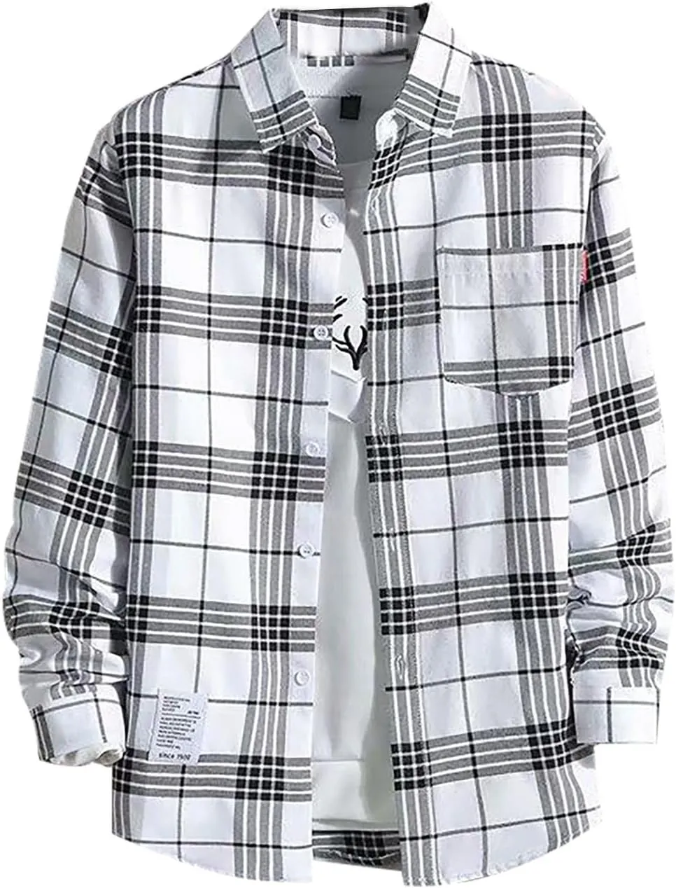 Flannel Shirt for Men,Mens Flannel Plaid Shirt Casual Button Down Shirts Regular Fit Long Sleeve Shirts Lightweight Fall Coat